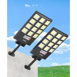 JAYNLT Solar Lights for Outside, 5 Lighting Modes Solar Flood Security Light with Motion Sensor & Dusk to Dawn&Remote, 6500K Solar Parking Lot Lights,Yard,Garage,Shop - 2PACK
