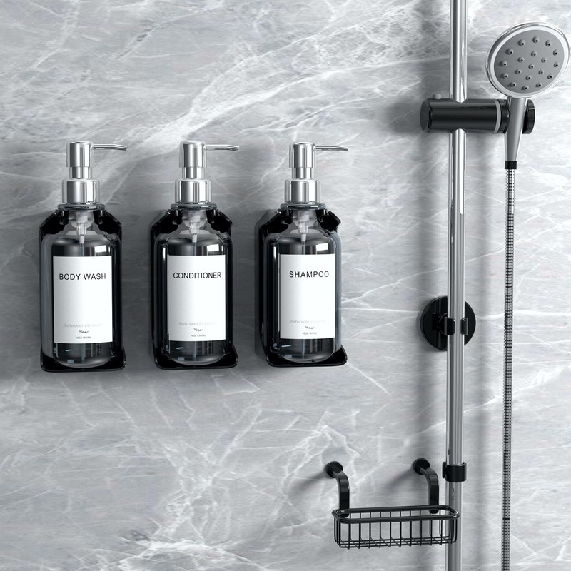 Stylish Shampoo and Conditioner Dispenser Wall Mount Set of 3