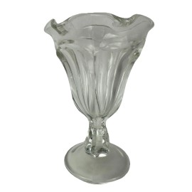 Anchor Hocking Ice Cream Parlor Sundae Clear Glass Flower Hexagon Top Cup Parfait VTG 6" High