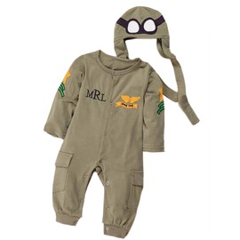 Bilo Baby Boy Army Air Force Baby Romper and Hat 2-pcs Costume (3-6 Months)