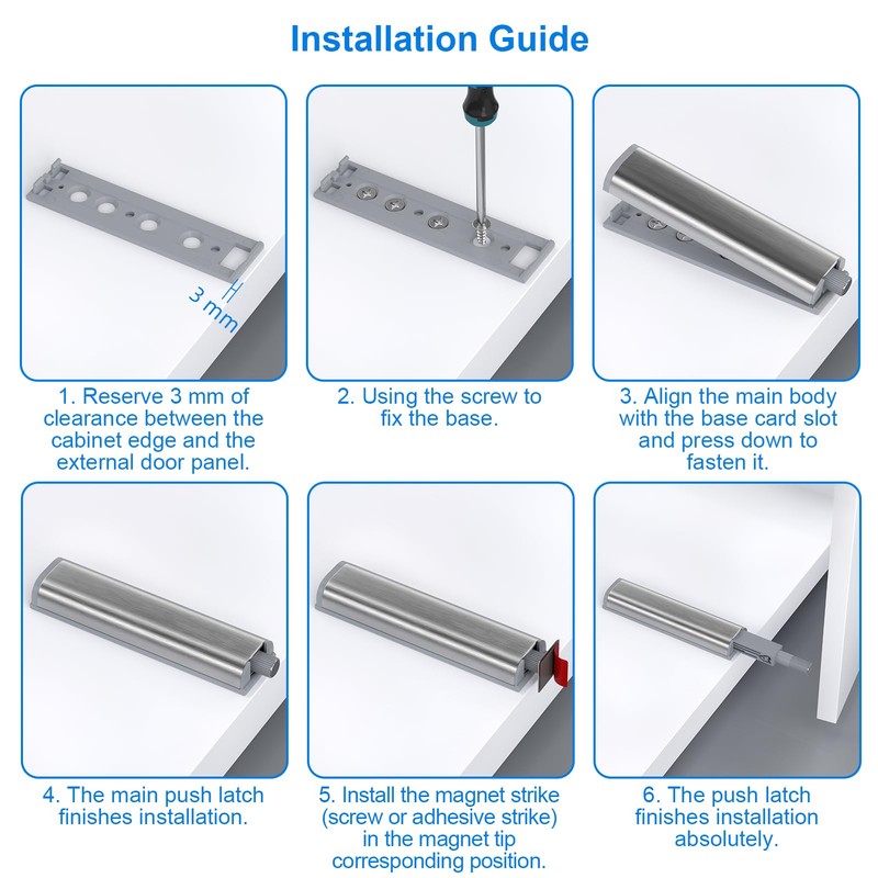 Push to Open Door Catches Jiayi 6 Pack Cupboard Magnetic