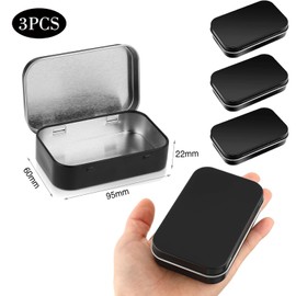 Vikrami lighting 3-Pack Tin Box Candy Key Earrings Coin Metal Storage Box Small Portable Tin Metal Iron Box Metal Empty Hinged Tins Storage Boxes (Black)
