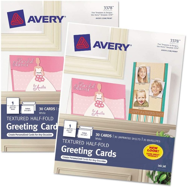 Avery : Personal Creations Printable Textured Cards/Envelopes, 5-1/2 x 8-1/2, 30 per Box -:- Sold as 2 Packs of - 30 - / - Total of 60 Each