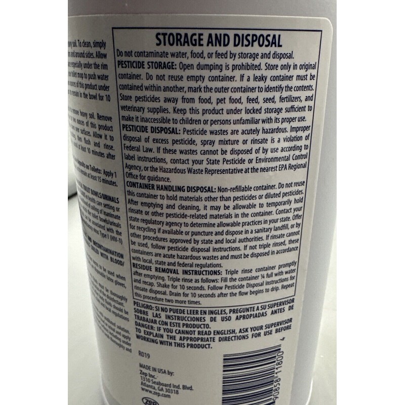 Zep® - Veto II All-Purpose Bathroom Disinfectant Cleaner, Liquid Form