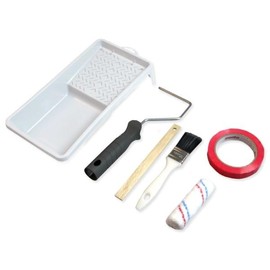 Mäster Boat Paint Roller and Brush Set - Complete Set with 100mm Microlon Mini Roller, Shackle, 35mm Brush, Stirring Stick & 19mm x 66m Waterline Tape - Painting Boats and Precise Edges