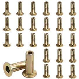 AOKLIT 25 Pack Multi Grip Rivet Nut Kit, 1/4-20 Rivet Nuts Carbon Steel Pre-Bulbed Shank Color-Zinc-Plated Flat Head Threaded Insert Nut