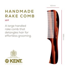 Kent 10T Large Detangler Comb, Handmade Wide Tooth Comb for Curly Hair, Detangling Combs For Wet and Dry Hair, Combs for Thick Hair, Saw-Cut and Hand Polished Made in England