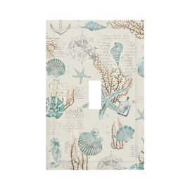 Retro Vintage Starfish Seashell Light Switch Cover Plate Single Toggle Switchplate Covers 1 Gang Wall Plates Decorative Electrical Faceplate for Bathroom Kitchen Bedroom Decor