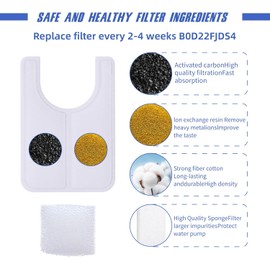 Jzla pro Cat Water Fountain Filter Replacement Rectangle & Pre-Filter Sponges for 108/3.2L& 67oz/2L Ceramic Automatic Pet Water Dispenser Dog Drinking Fountain (16 Filters&8 Sponges)