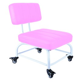 IMMER LIEBEN Rolling Stool and 4 Wheels with Brakes Rolling Chair for Home Office Garage Shop Roller Seat Water-Proof High Density Cushion and Steel Pink
