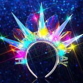Evlry LED-Geburtstags-Stirnband, leuchtendes Kostüm-Haarband, funkelndes Rave-Festival-Haar-Accessoire für Frauen