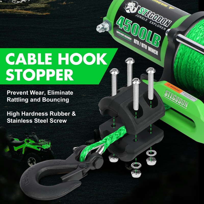 STEGODON Synthetic Winch Rope, 1/4'' x 50ft 10,000LBS Synthetic Winch