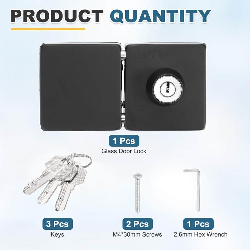 PATIKIL 304 Stainless Steel Frameless Glass Door Lock Double Opening