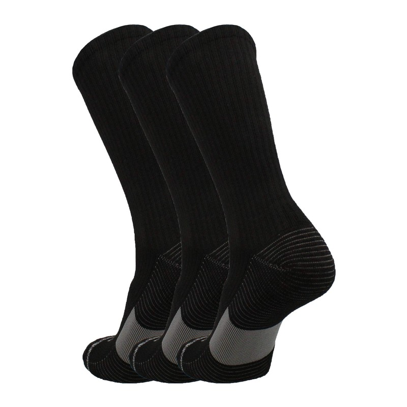 TCK Performance Basketball Socks 3 Pack Crew (Black, Medium)