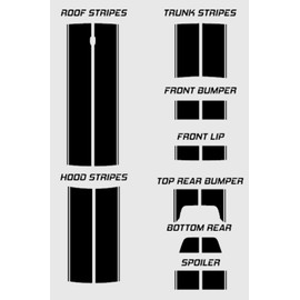 Fusion Decals Dual 11" with Pinstripes & .5" Gap Racing Stripes Air Release Vinyl fits Dodge Challenger 2008 2022
