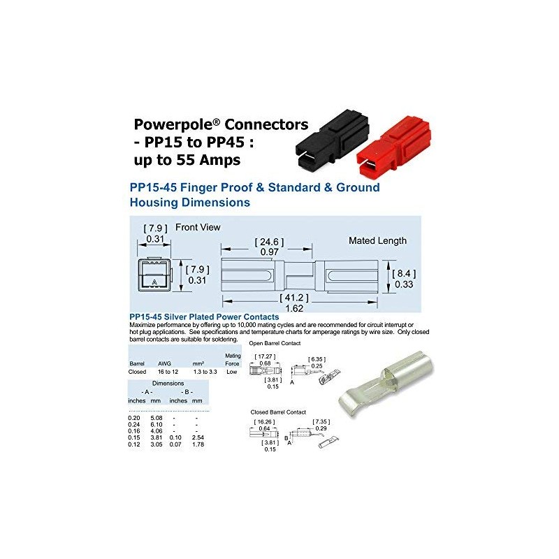 30 Amp Anderson Powerpole Connectors, PP15 to 45, Red and