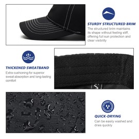 TAGVO 2 Pack Quick-Dry Baseball Caps for Men Women, Lightweight Breathable Running Hats with Wide Brim for Outdoor Activities