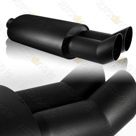 Unbranded UNIVERSAL 3" DUAL ANGLE SLANT TIP T304 BLACK RACING EXHAUST MUFFLER 2.5" INLET