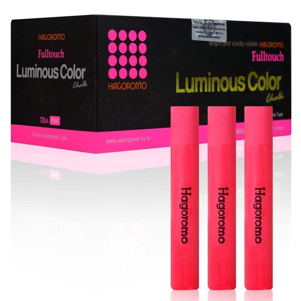 HAGOROMO Full Touch Fluorescent Chalk Pink, Pack of 72 (Fulltouch Luminous Pink Chalk, 72 pcs)
