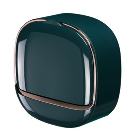 Fkereg Adhesive Soap Holder for Shower Wall with Drainage Box, Waterproof Shower Bar Soap Holder Tray, Bathroom Stick on Soap Dish Wall Mounted, Kitchen Bath Hand Skin Soap Caddy Organizer, Dark Green