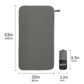 Ofrdncy Gym Towel, Perfect for Travel Sports Beach Towels. Quick Dry Towel Suitable for Camping, Backpacking,Gym, Beach, Swimming,Yoga(Grey,63 * 32inch)