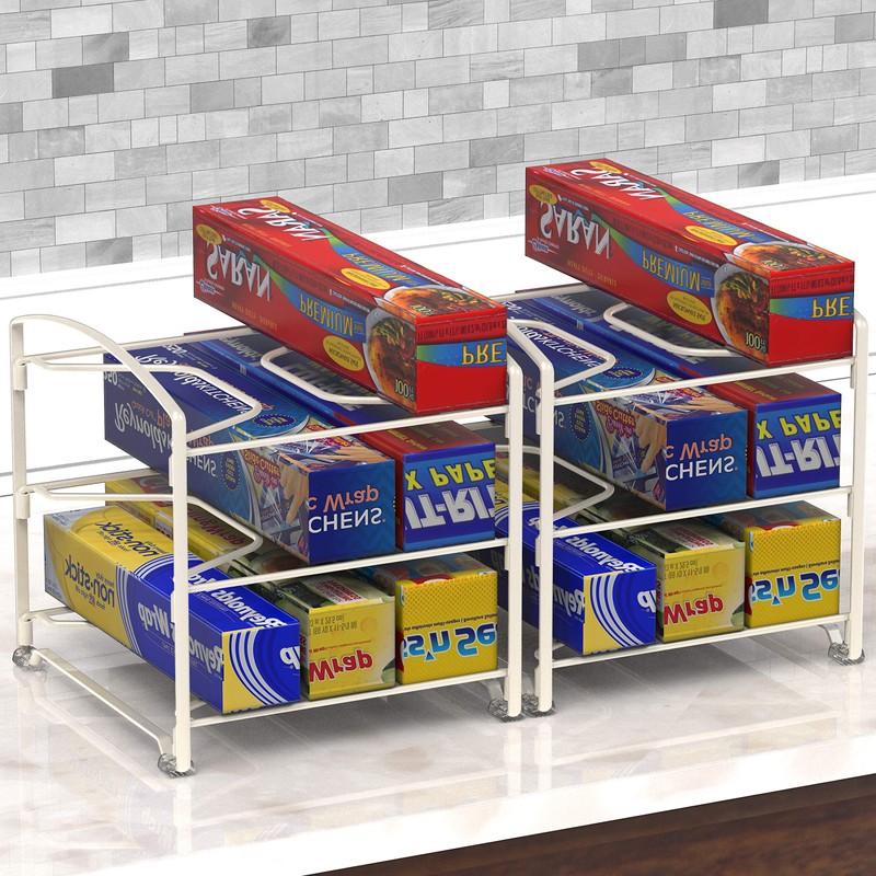 Simple Houseware Kitchen Box Organizer Wrap Rack Foil Holder, White,