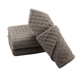 Aniease Microfiber Kitchen Towel, Dish Drying Towels, Super Absorbent Fast Drying Waffle Weave Dishcloths, Cleaning Cloths Hand Towels (Brown-Grey, 40cmX60cm)