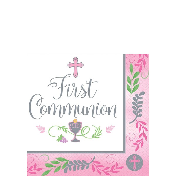 Amscan 701931 Communion Day Girl Beverage Napkins, Multicolor, One Size, 36ct
