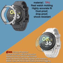 ISRcnst Compatible for Coros Pace 3 Screen Protector, Tempered Glass Protective Film and Watch Case TPU Soft Frame Cover (Pack of 3+1)[Not for Pace Pro / 2]
