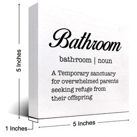 z-crange Bathroom Noun Definition Wood Box Sign Desk Decor Sign, Funny Bathroom Wooden Box Block Sign for Home Toilet Shelf Table Decor Decorations