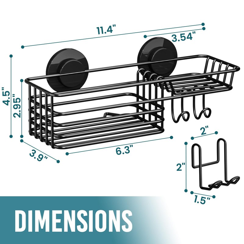 TAILI Shower Caddy Suction Cup with Hooks and Soap holder,