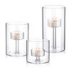 Yiyiring 3 Set Hurricane Glass Candle Holders Pillar Votive Hand