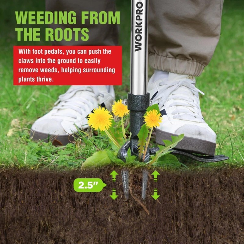 WORKPRO Weed Puller Tool Stand Up Heavy Duty Weed Remover