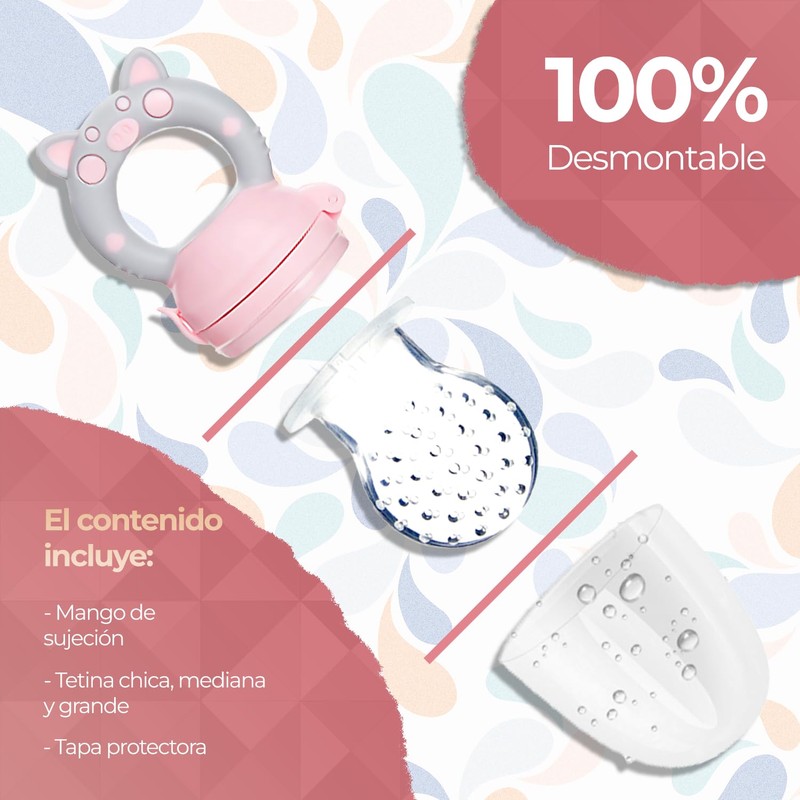 Chupón Para Fruta Y Papilla con Seguro Y Tapa Dibujos