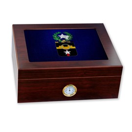 ExpressItBest Premium Desktop Humidor - Glass Top -US Army 136th Military Police Battalion COA
