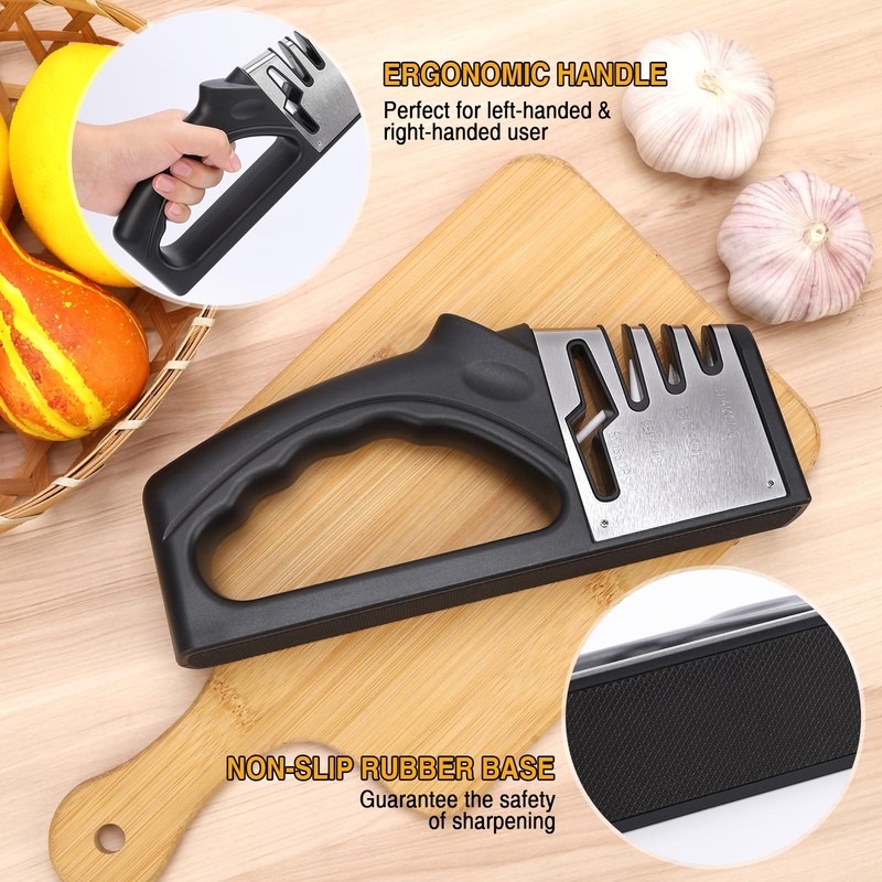 LSXKAMIX 4-in-1Manual Knife Sharpener Suitable for kitchen knives, fruit knives,