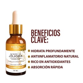 100% Aceite de Jojoba - Hidratante Natural para Cabello, Rostro, Uñas y Cutículas – No Obstruye los Poros, Prensado en Frío y de Rápida Absorción -100% Puro Golden Grade 30ml