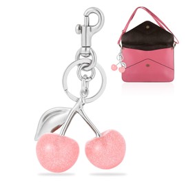 Cherry Bag Charms Purse Charms Sparkling Keychain for Handbags Purse, Bags Accessories, Mother's Day, Christmas Bag Gifts for Women(Silver pink)