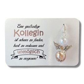 Schutzengel Schlüsselanhänger Kollegin Geschenk Abschied Karte Perlenengel Engel