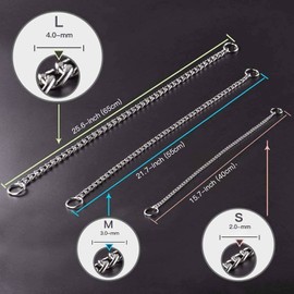 aoory Dog Collar, Training Collar, Basic Collar, Stainless Steel Round Chalk Chain for Small, Medium and Large Dogs, Training and Pulling Prevention Collar (S - 0.8 x 15.7 inches (2.0 x 40 cm)