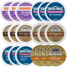Premium Hot Cocoa K-Cup Variety Sampler Value Pack (36ct) - Six Different Chocolate Flavors (6ea) - Swiss Miss, Grove Square, Dunkin Donuts and More