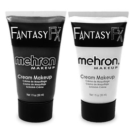Mehron Makeup Fantasy F/X - Pintura facial y corporal a base de agua, paquete de pintura facial en blanco y negro