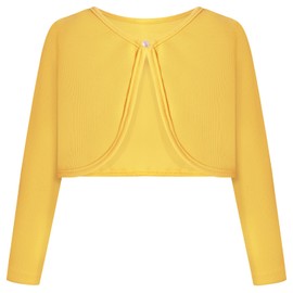 Bonny Billy Girls White Cardigan - Long Sleeve Knit Kids Shrugs, Versatile Bolero Sweater for Everyday Wear, Easy Pair with Dresses & School Outfits 4-5 Years Yellow