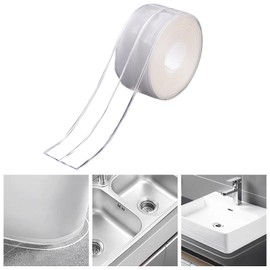 Clear Caulk Tape for Kitchen & Bathroom, Countertop Sink Tub Shower Caulk Strip Self Adhesive Caulking Sealant Waterproof, Toilet Bowl Stick on Gel, Bathroom Accessories