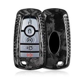 T-carbon Key Fob Cover Fits for Ford F150 F250 F350;Carbon Fiber Key Shell Case with Keychain Fits Ford Maverick Mustang Edge Explorer Escape 4 5 Buttons Smart Remote Key Protector Accessories