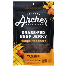 Country Archer Grass-Fed Beef Jerky - Beef Jerky Snack Pack, Individual Pack, Protein Snack, Gluten Free, Paleo - Mango Habanero, 2.5 oz