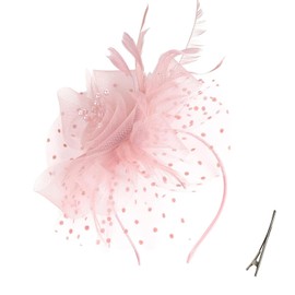 M MEINADILY Kentucky Derby Fascinators for Women, Fascinators for Women Tea Party Fascinator for Cocktail, Wedding, Fancy Dress Party for Girls Pink