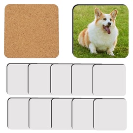 12 pcs Sublimation Square Coaster Blanks Products Bulk MDF Sublimation Coasters Blanks with Cork Back Hardboard Cork Coasters Blank MDF Sublimation Cork Coasters 3.86x3.86 Inch