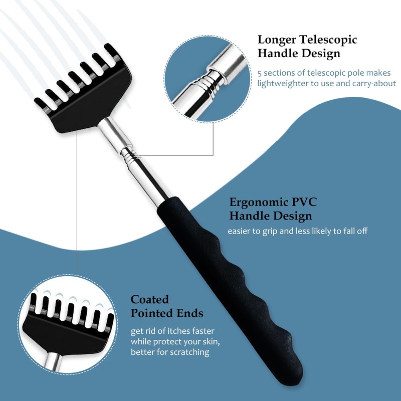 Yexixsr 3 Pack Back Scratcher Extendable Metal Back Scratcher for