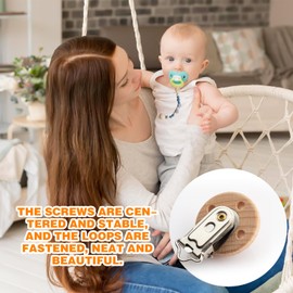 Schnuller Clip, 10 Stück Nippel Halter, Schnullerclip Holz, Nuckel Clip Holz, Dummy Clip Halter Kind Clip DIY to Make Chains Schnuller Verschlüsse Halter für Kind und Kinder (Perforiert Holzfarbe)